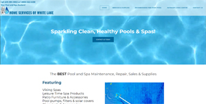 Home page screen shot of clear blue swimming pool water built on the weebly platform