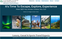 Home page screen shot of Adventure Travel of Venice, with custom jet cursor